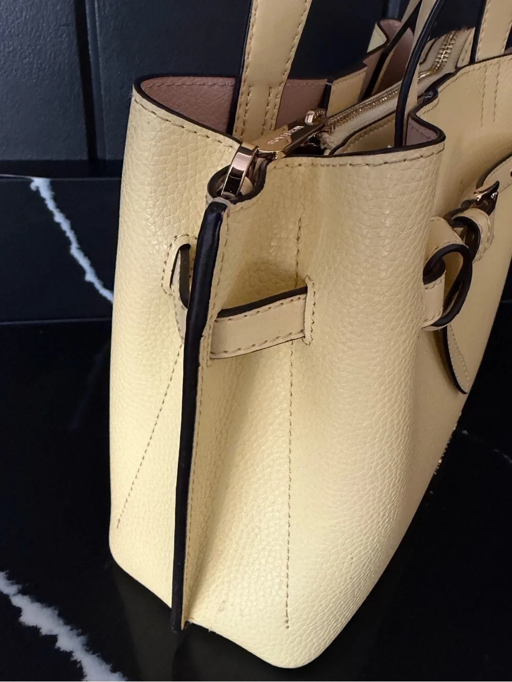 Michael Kors Yellow Pebbled Leather Satchel Wallet Set - Picture 4 of 14